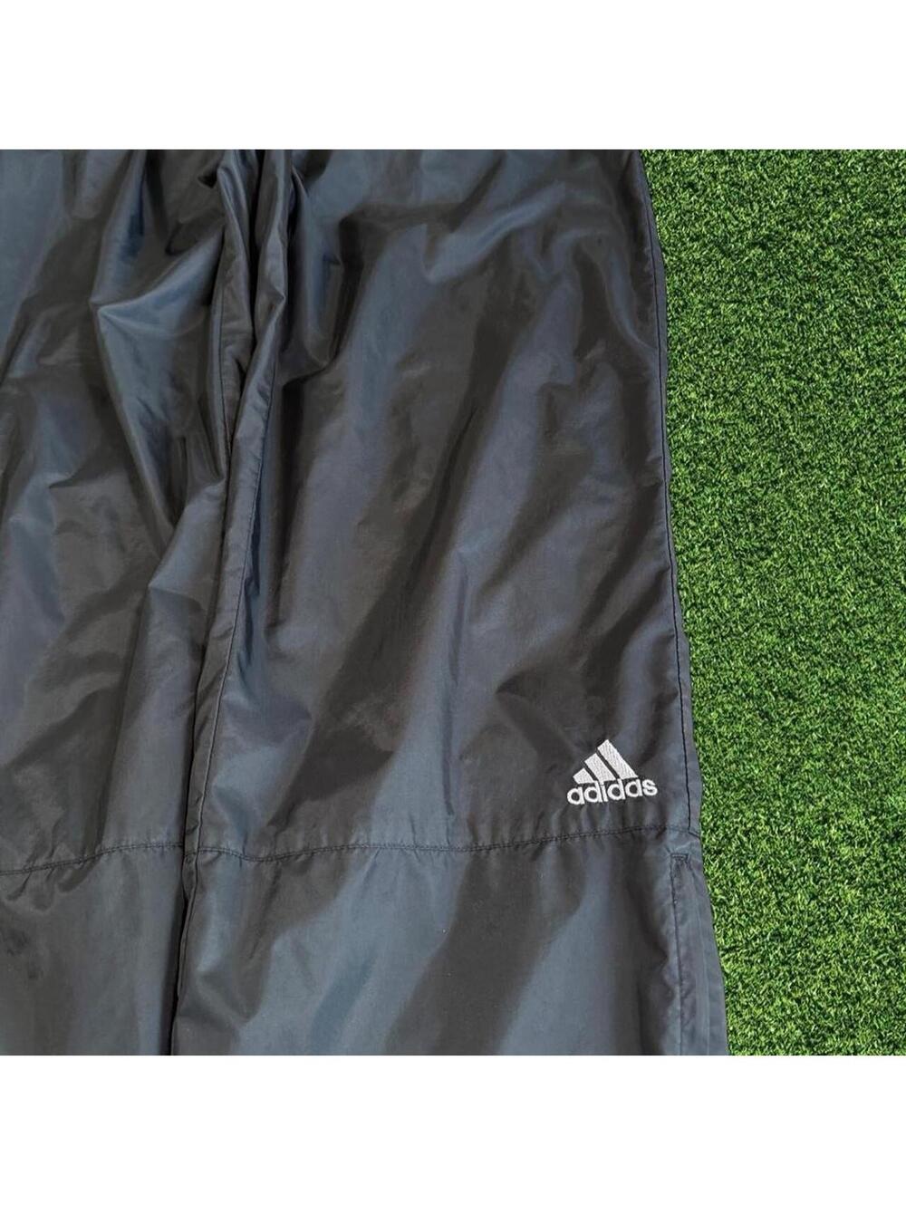 Vintage 00s Adidas Baggy Black Track Pants Embroidered Logo Size L